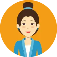 Vrouw, lichte huid, knot, blauw jasje, haarband, oorbellen