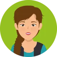 Vrouw, lichte huid, lang lichtbruin haar in staart, zwart hesje