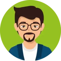 Man, lichte huid, kort donkerbruin haar met kuif, sik, bril, blauw jasje