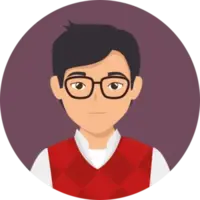 Man, lichte huid, zwart haar, bril, roodbruin vest